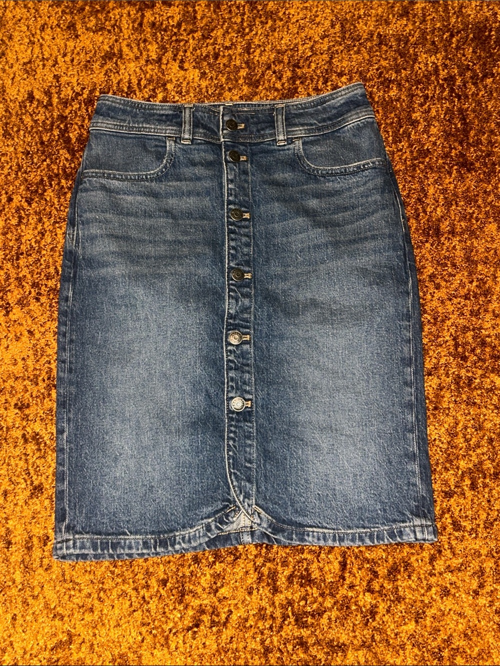 Madewell Blue Denim Button-Front Pencil Skirt